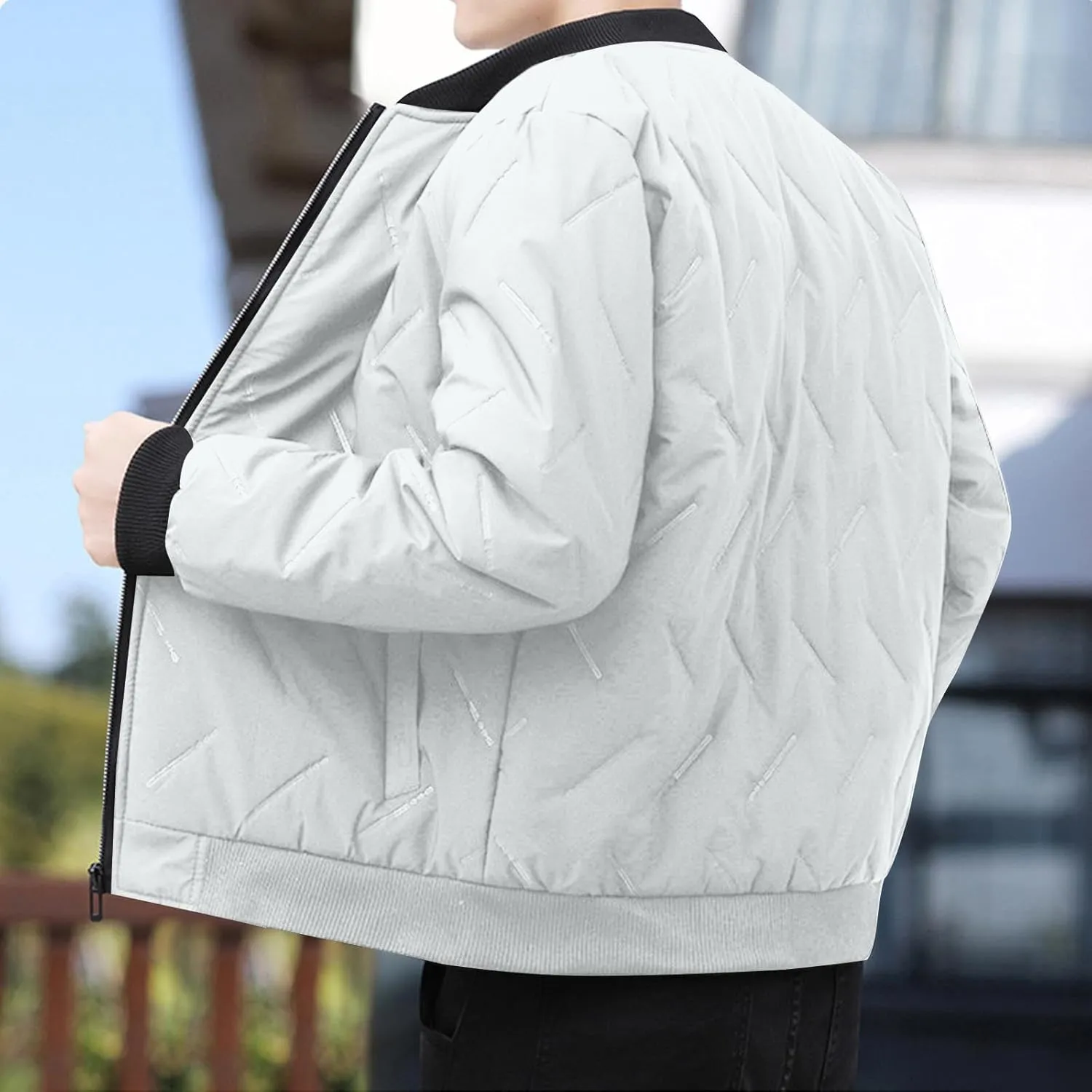 Men's Winter Jacket Collar Puffer Jacket Lightweight Flight Jacket Plus Size Down Coat Zip up Padded Coat Casual Jacket