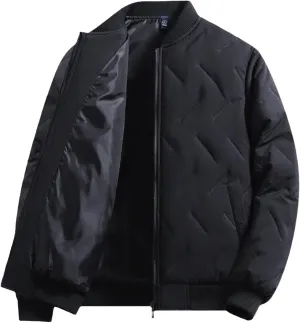 Men's Winter Jacket Collar Puffer Jacket Lightweight Flight Jacket Plus Size Down Coat Zip up Padded Coat Casual Jacket