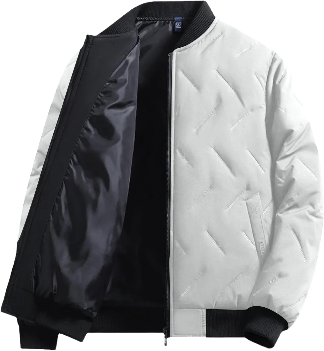 Men's Winter Jacket Collar Puffer Jacket Lightweight Flight Jacket Plus Size Down Coat Zip up Padded Coat Casual Jacket