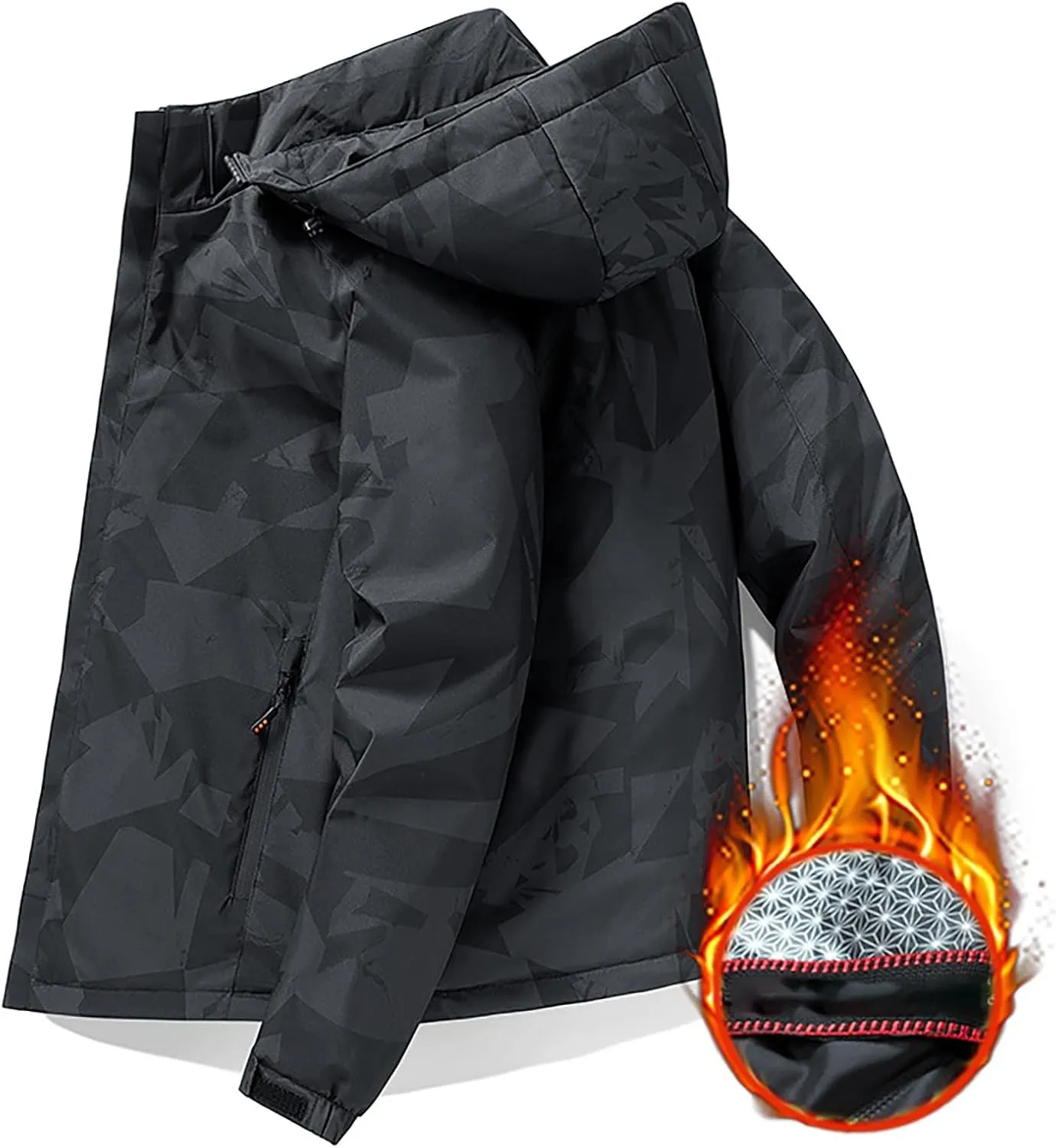 Men's Winter Jacket Hooded Zip Jacket With Pockets Loose Long Sleeve Casual Parkas Daily Activity Wear Outerwear