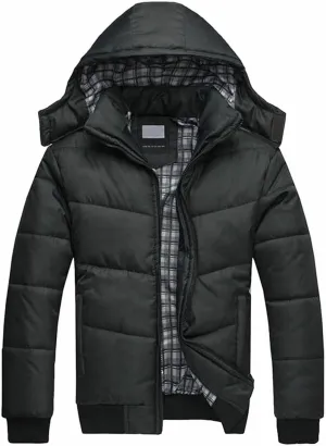 Men's Winter Jacket Hooded Zip Jacket with Pockets Loose Long Sleeve Casual Parkas Daily Activity Wear Outerwear
