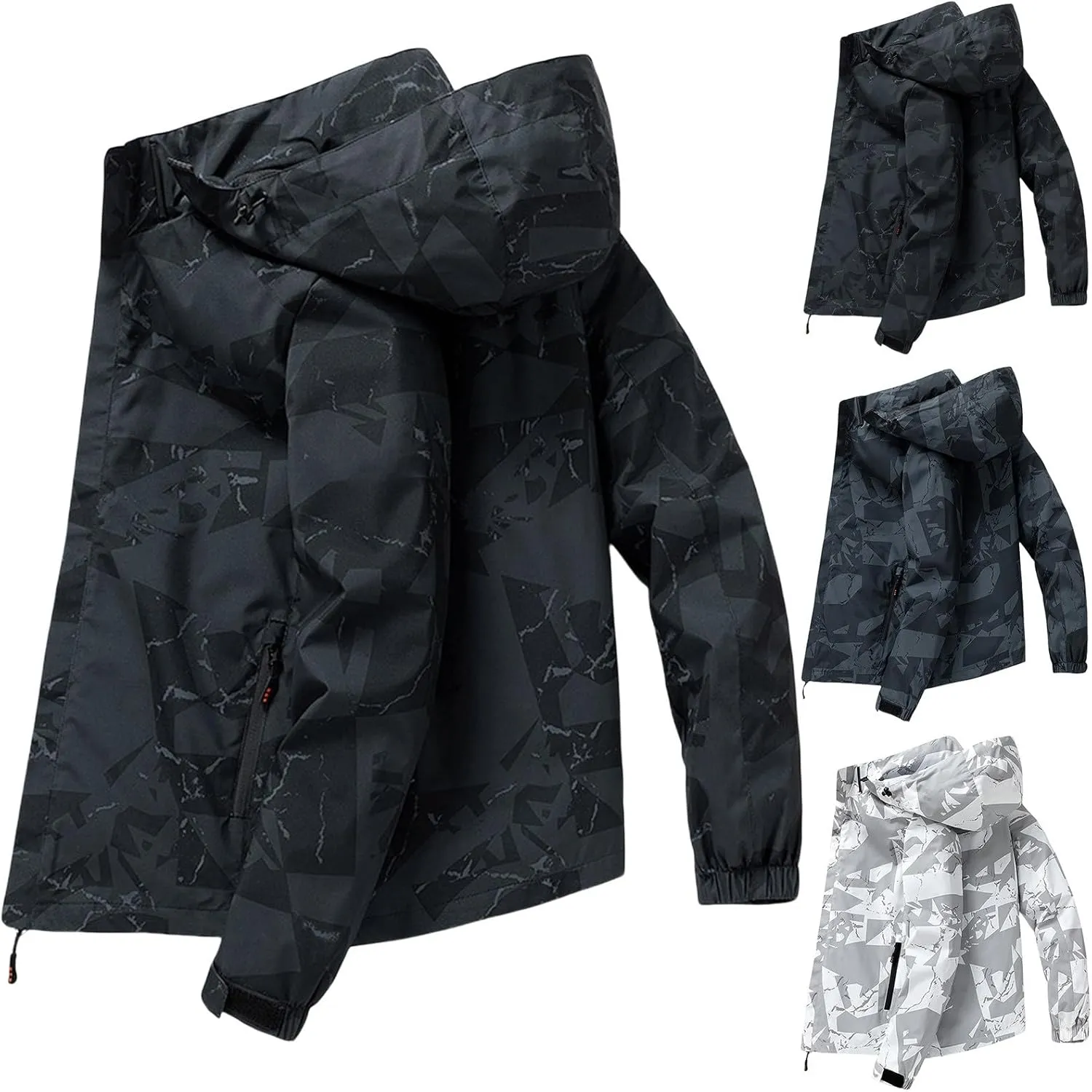 Men's Winter Jacket Hooded Zip Jacket with Pockets Loose Long Sleeve Casual Parkas Daily Activity Wear Outerwear