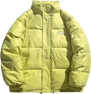 Mens Wool Blend Coat Colored Cotton Jacket With Loose And Versatile Standing Collar Warm Ski Snow Jacket