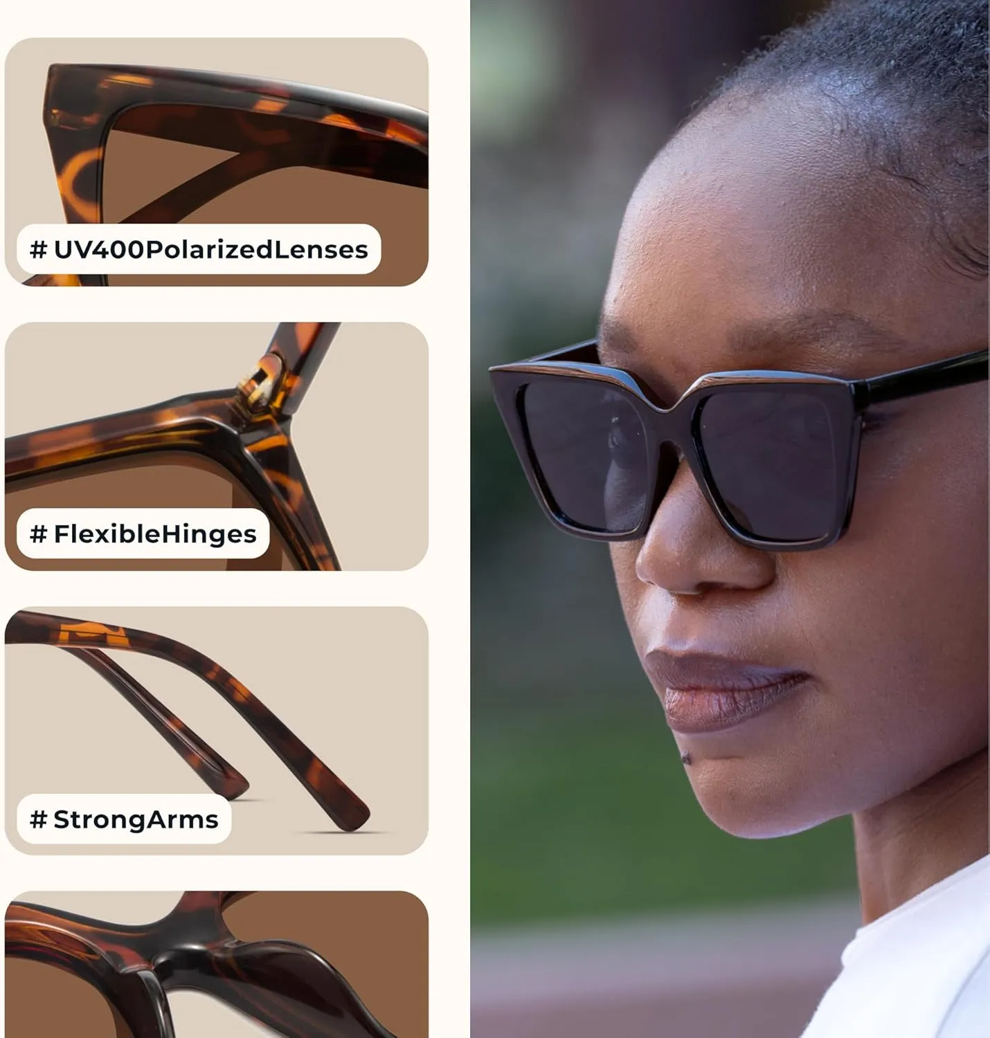 miyya Cat Eye Sunglasses for Women, Trendy Polarized Sunglasses Women, Retro Sun Glasses 2025, UV Protection Shades