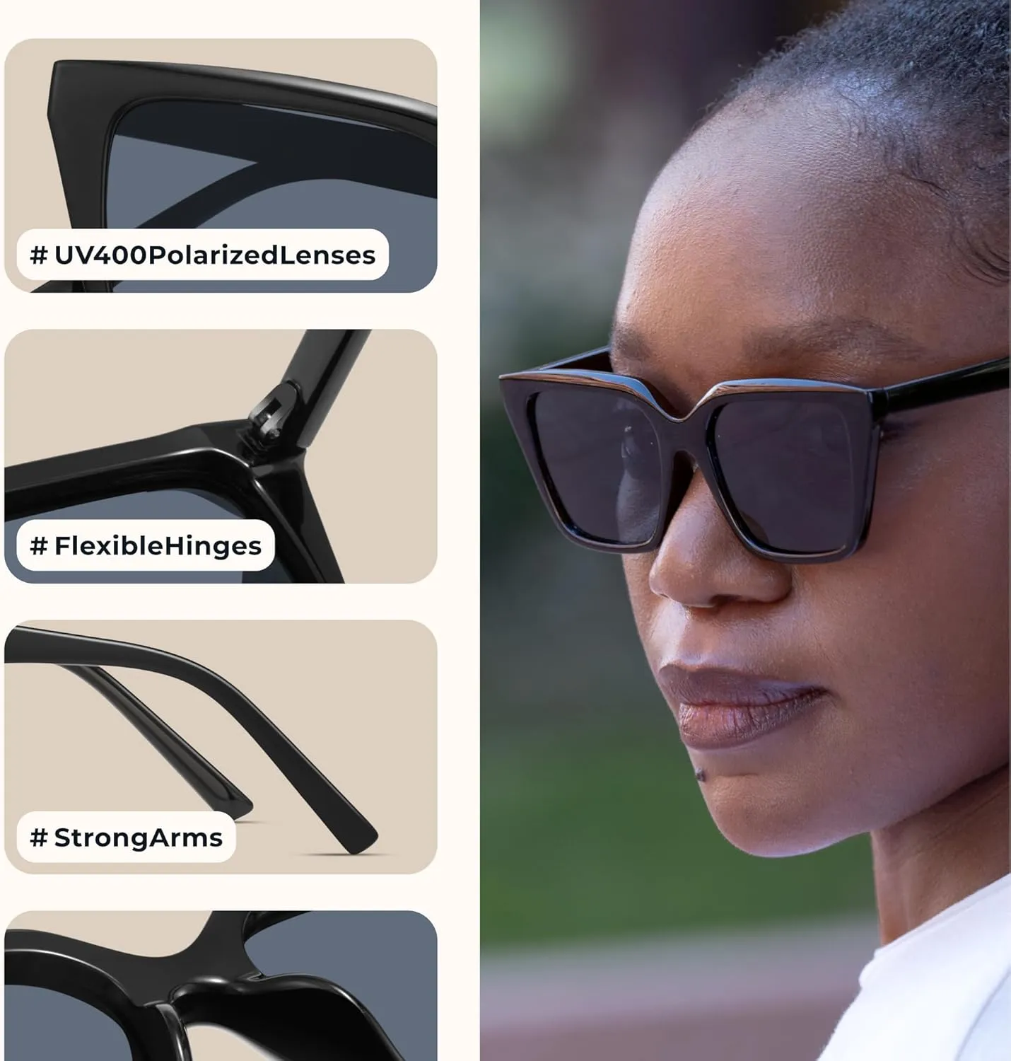 miyya Cat Eye Sunglasses for Women, Trendy Polarized Sunglasses Women, Retro Sun Glasses 2025, UV Protection Shades