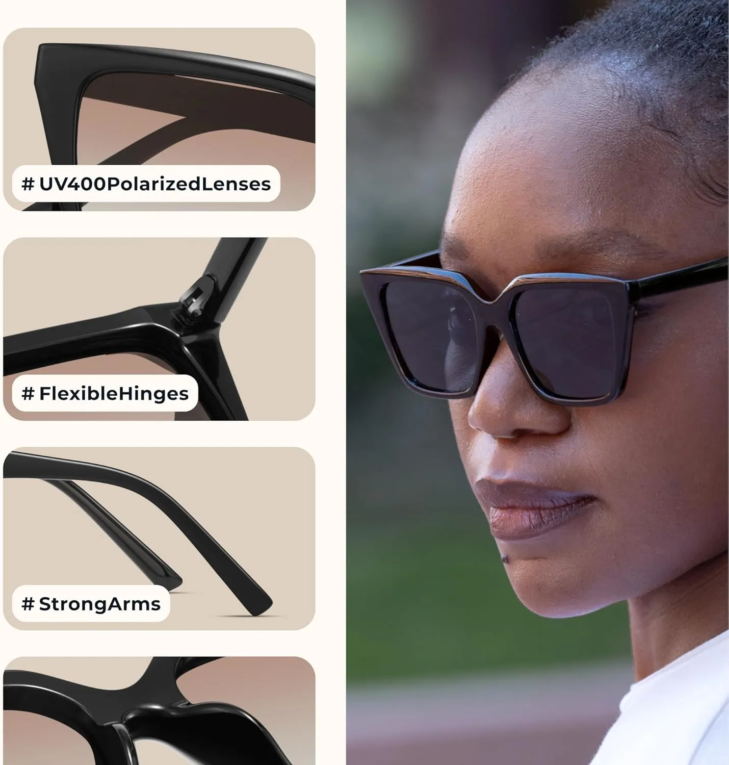 miyya Cat Eye Sunglasses for Women, Trendy Polarized Sunglasses Women, Retro Sun Glasses 2025, UV Protection Shades