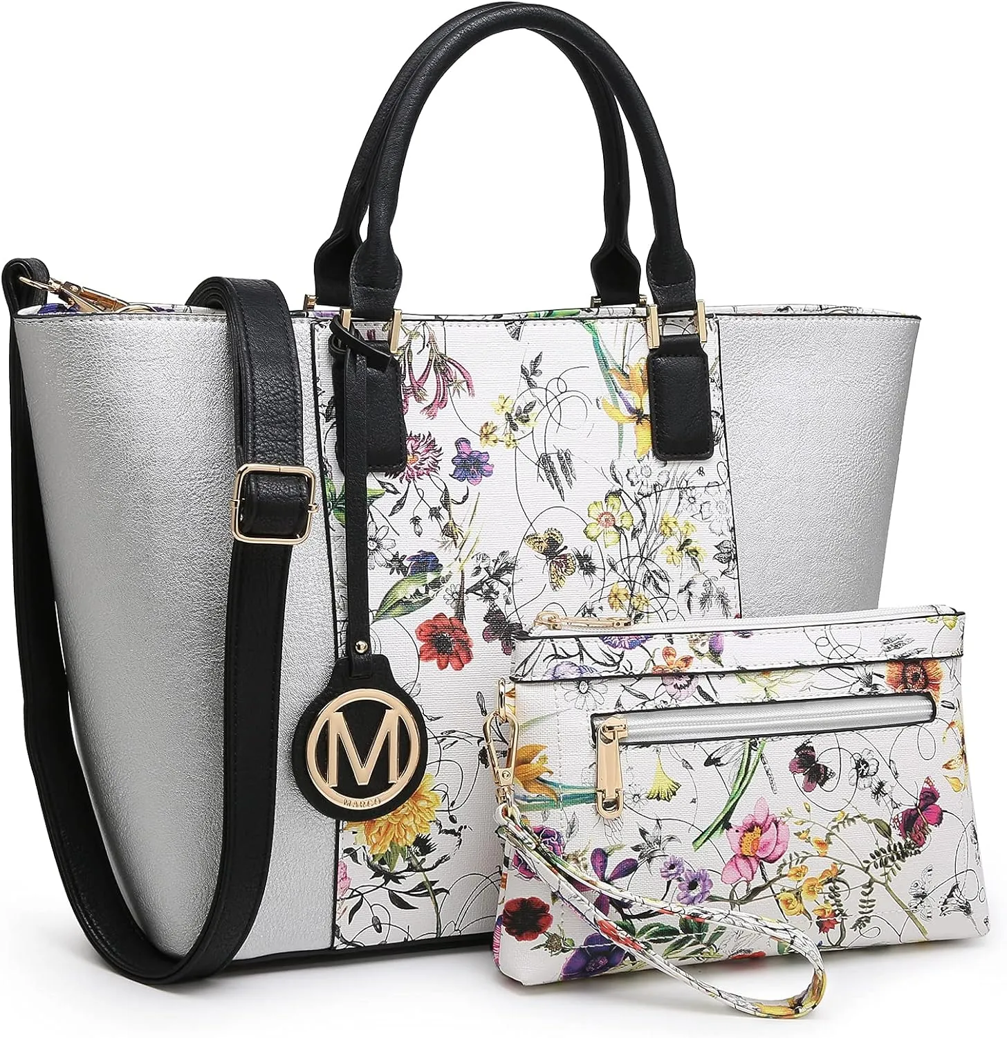 MKP Women Two Tone Large Tote Bags Top Handle Satchel Handbags Purses Set 2pcs