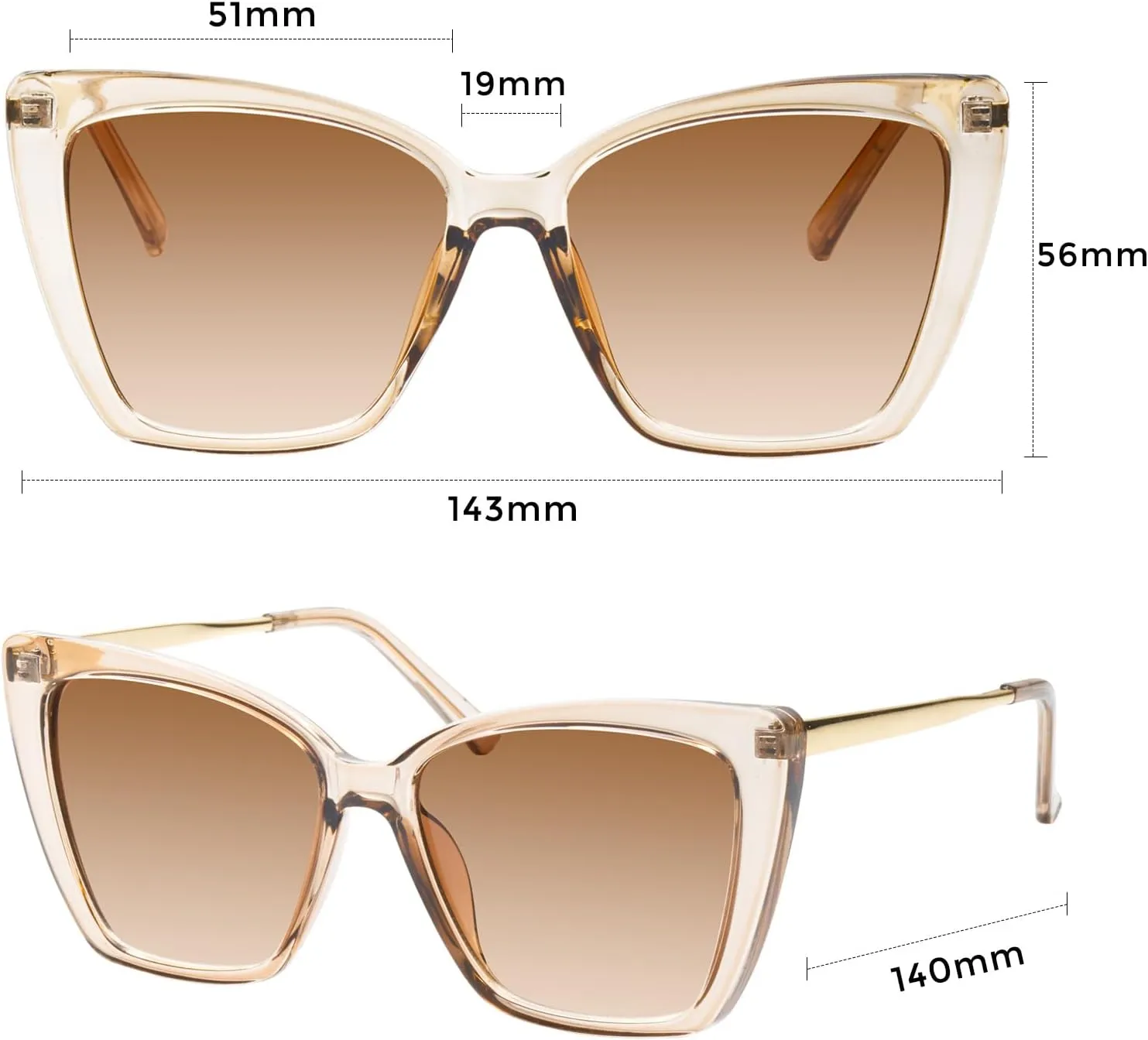 mosanana Oversized Cat Eye Sunglasses for Women Trendy Style MS52028