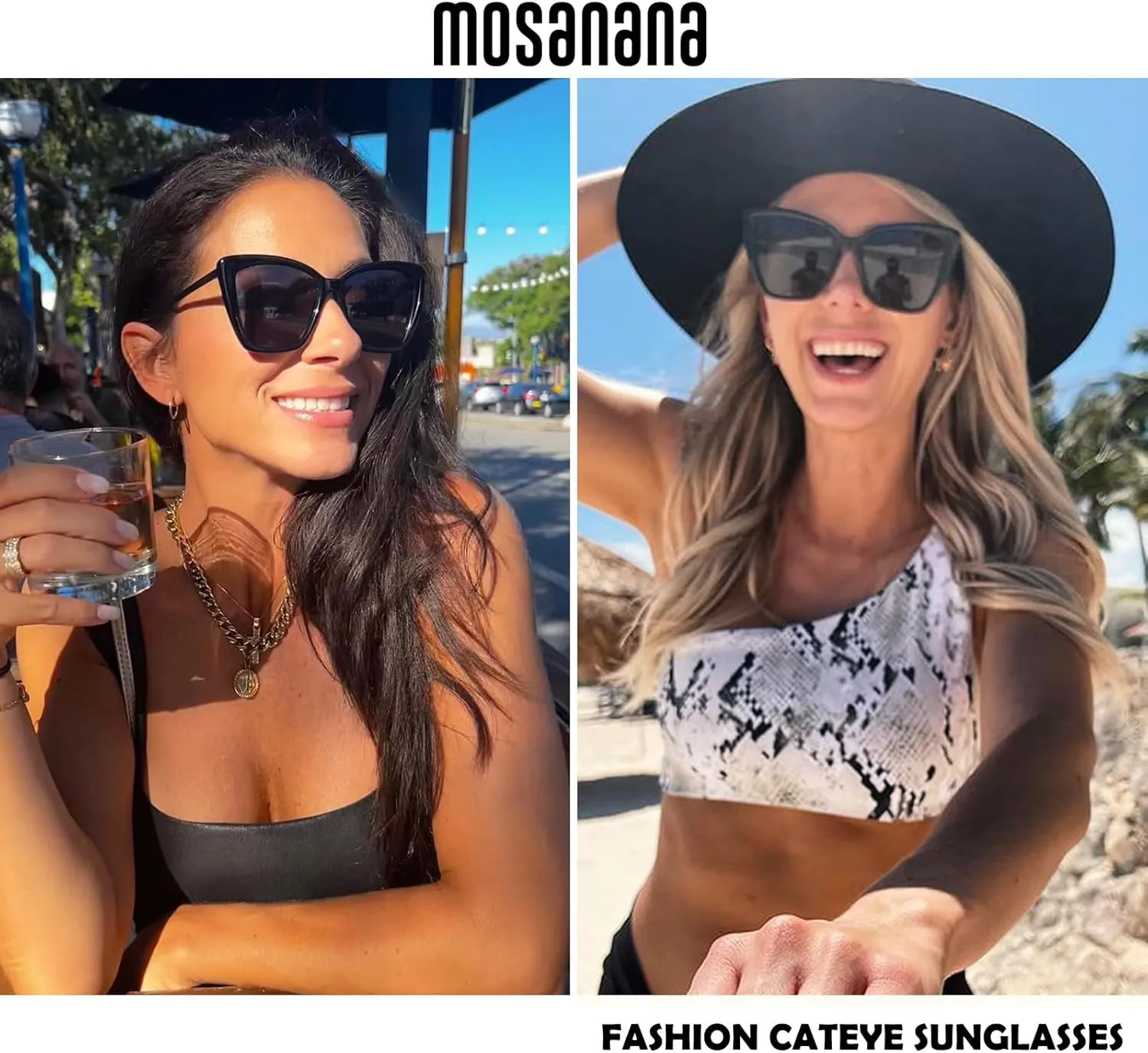 mosanana Oversized Cat Eye Sunglasses for Women Trendy Style MS52028