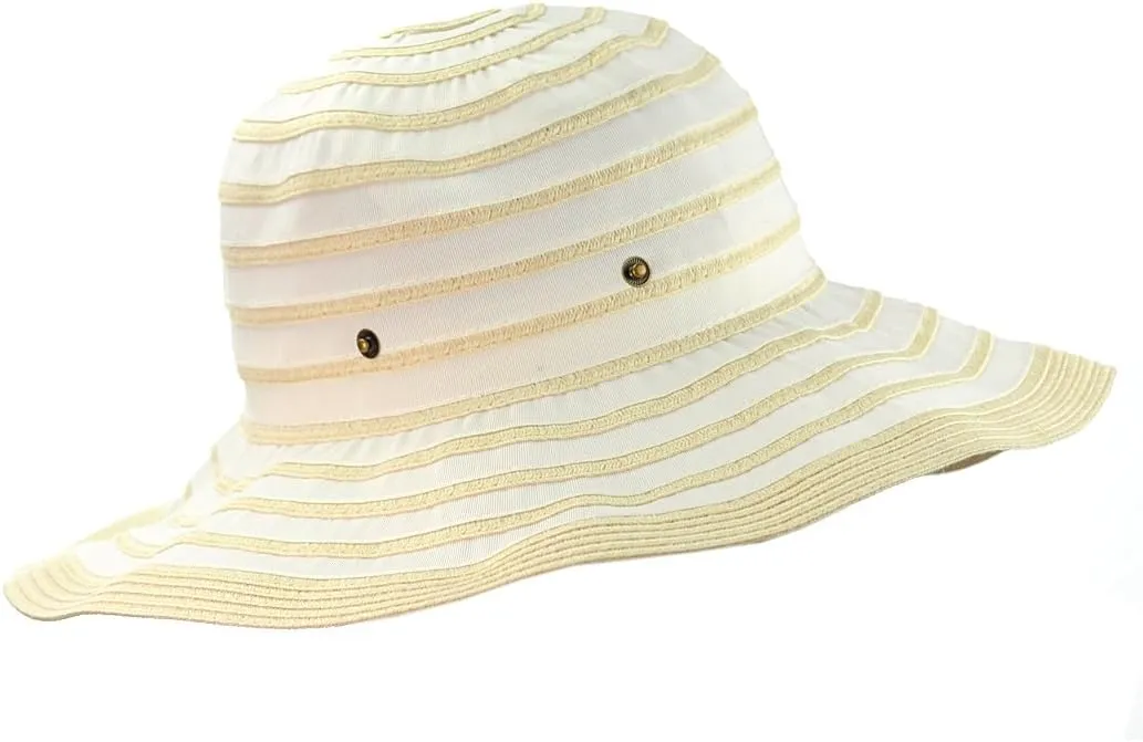 NYFASHION101 Women's Two Tone Weaved Removable Bow Floppy Brim Sun Hat
