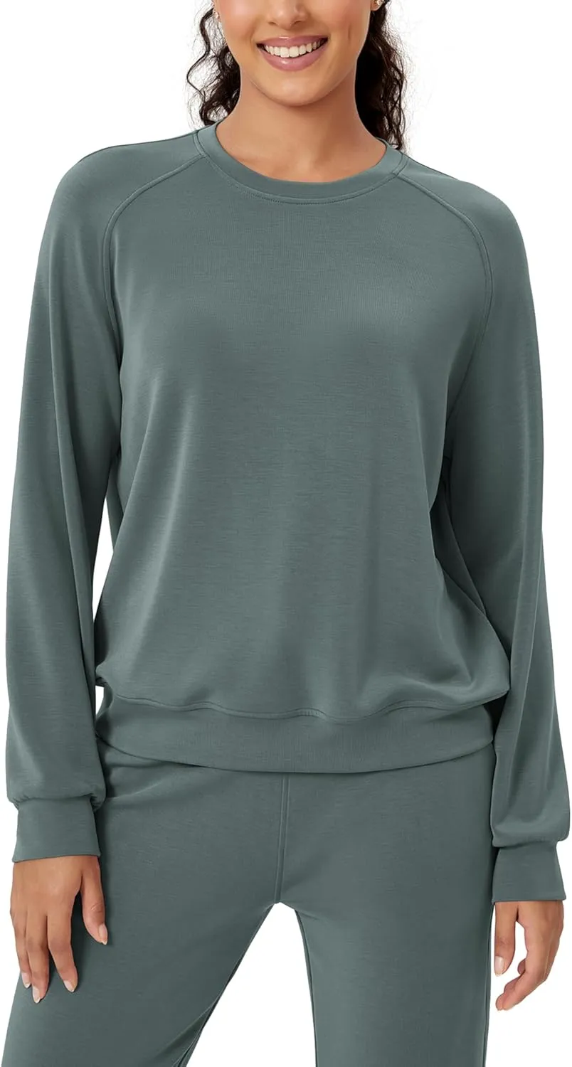 ODODOS Modal Soft Raglan Long Sleeves Sweatshirts for Women Oversized Crew Neck Pullover Tops