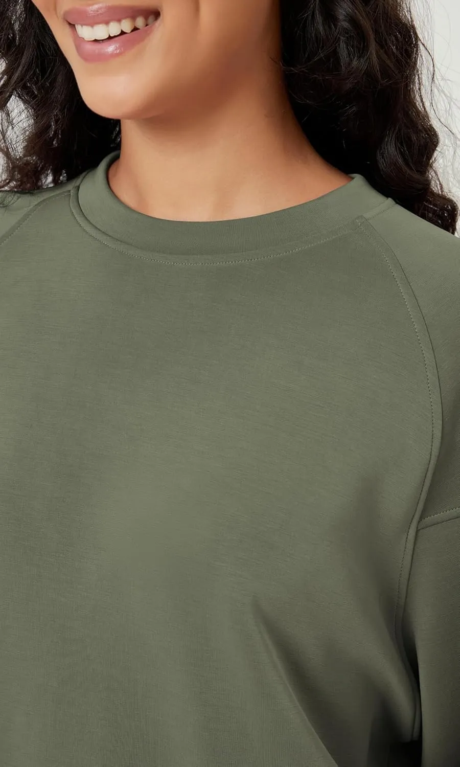 ODODOS Women's Modal Soft Oversized Sweatshirts Raglan Long Sleeve Crew Neck Relaxed Pullover Top