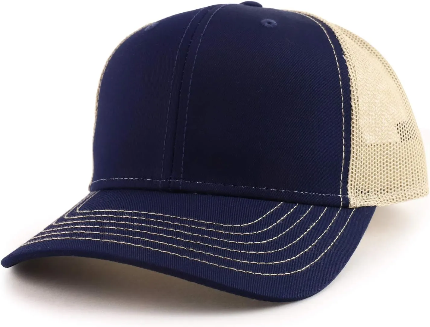 Oversize XXL Low Profile Two Tone Mesh Back Trucker Baseball Cap