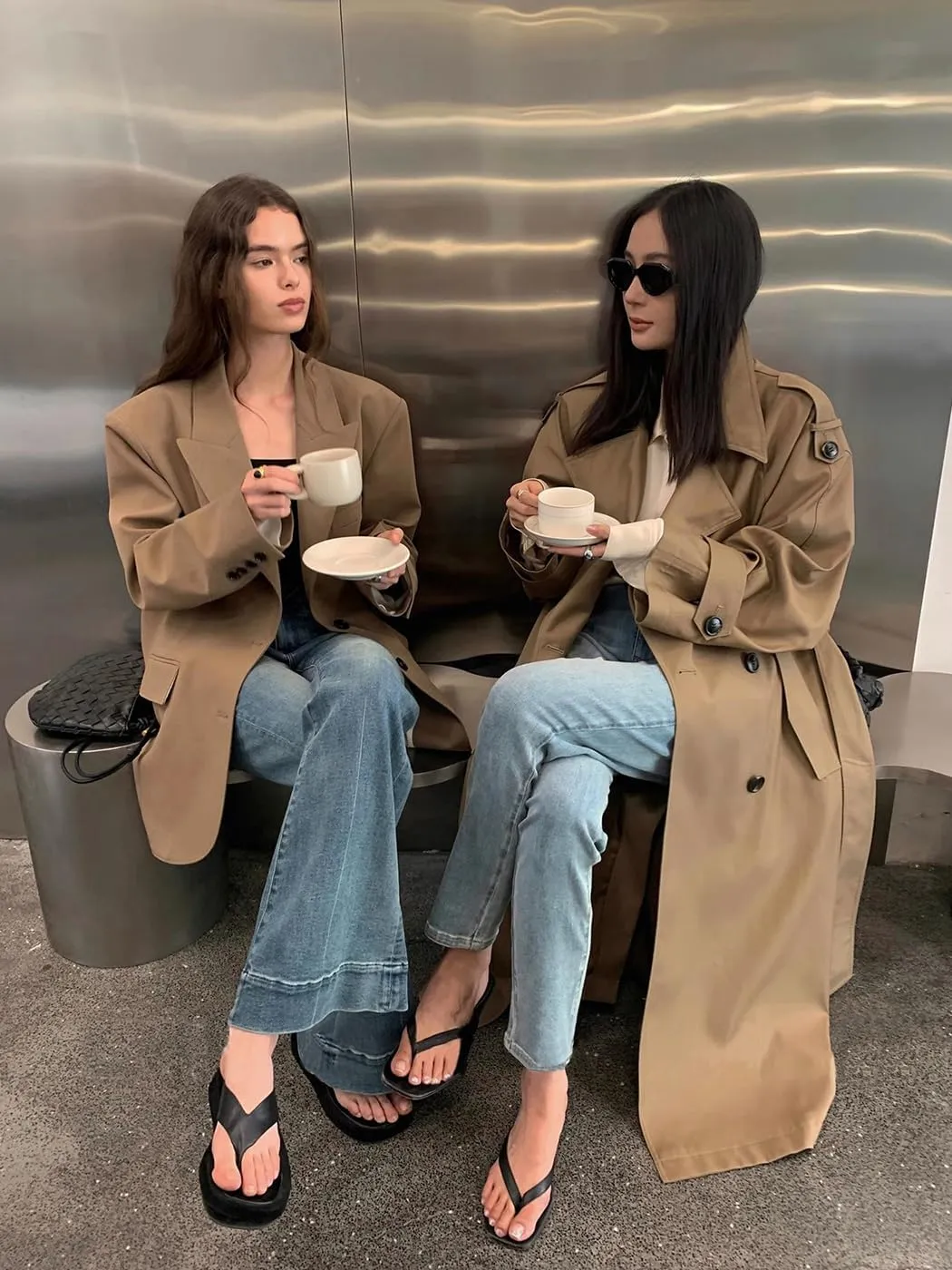 Oversized Long Women’s Trench Coats Double-Breasted Duster Coat Windbreaker Overcoat for Women Spring Fall Outerwear