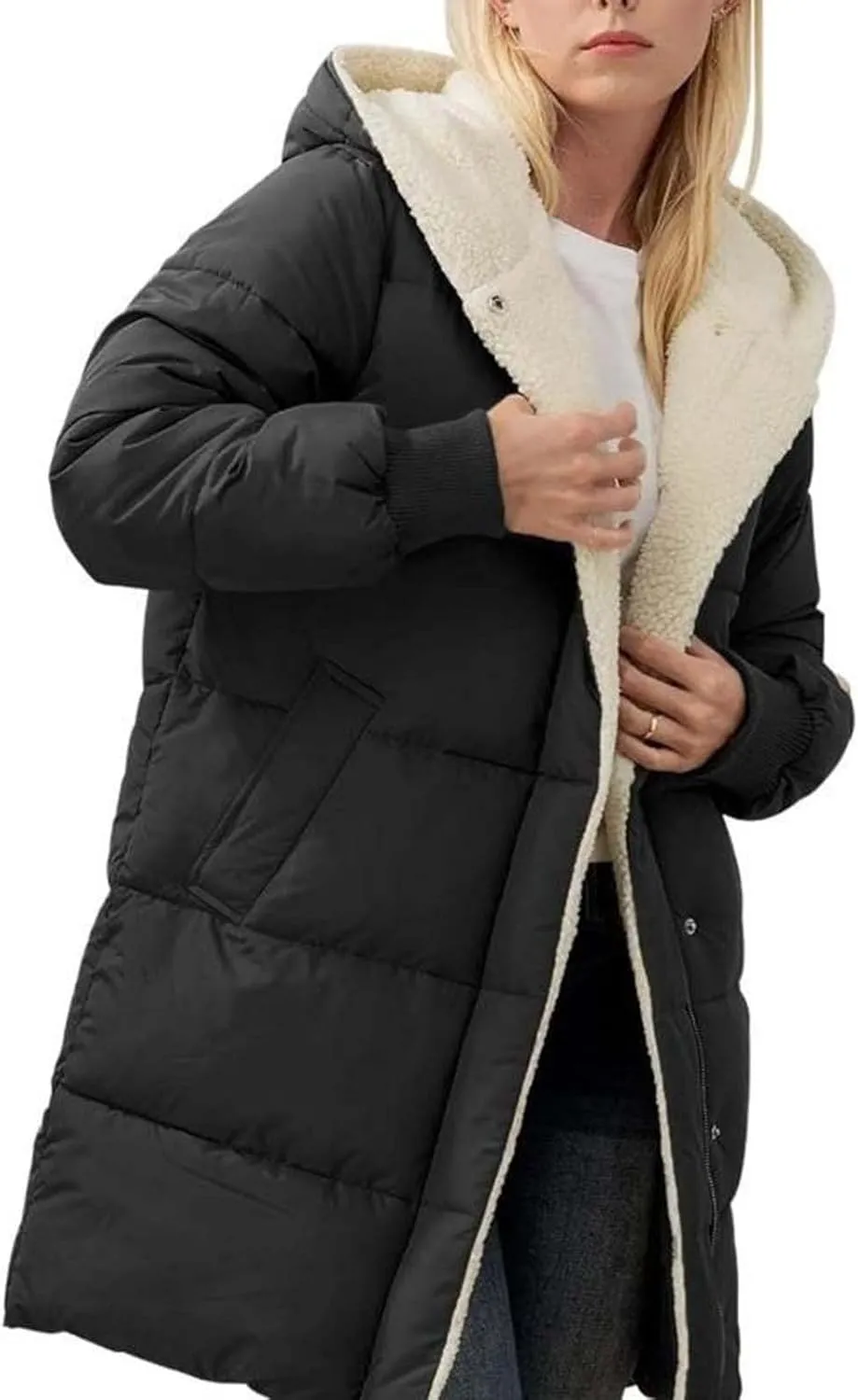 Parka Padded Long Outerwear Hooded Puffer Jacket Lightweight Winter Coat Loose Fit Winter Oversized Outfits Hooded