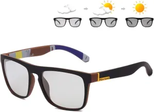 Photochromic Polarized Driving Sunglasses Men Square Matte Frame Eyewear Outdoor Sport Cycling UV Protection Glasses
