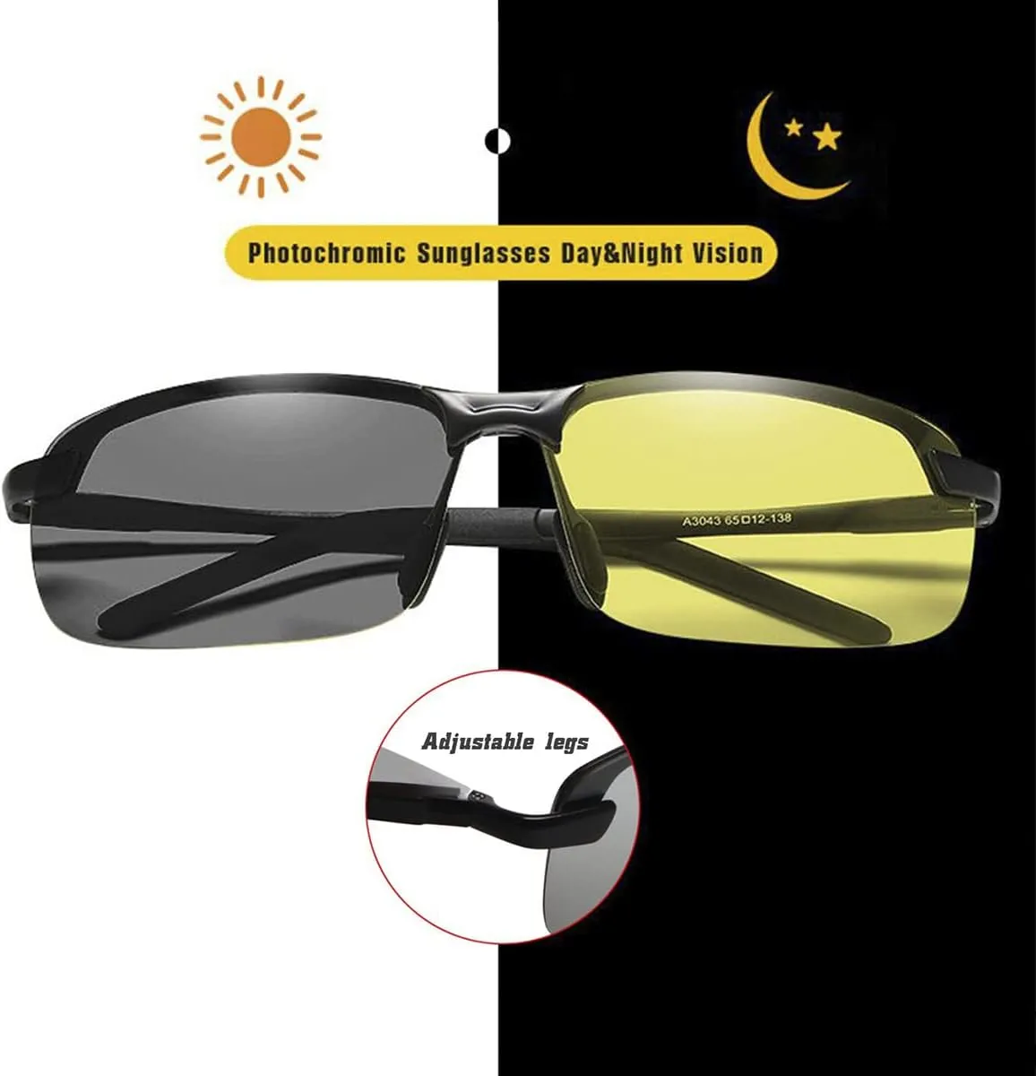 Polarized Photochromic Sunglasses For Men And Women Night Vision Glasses For Driving Cycling UV400 Transition Shades