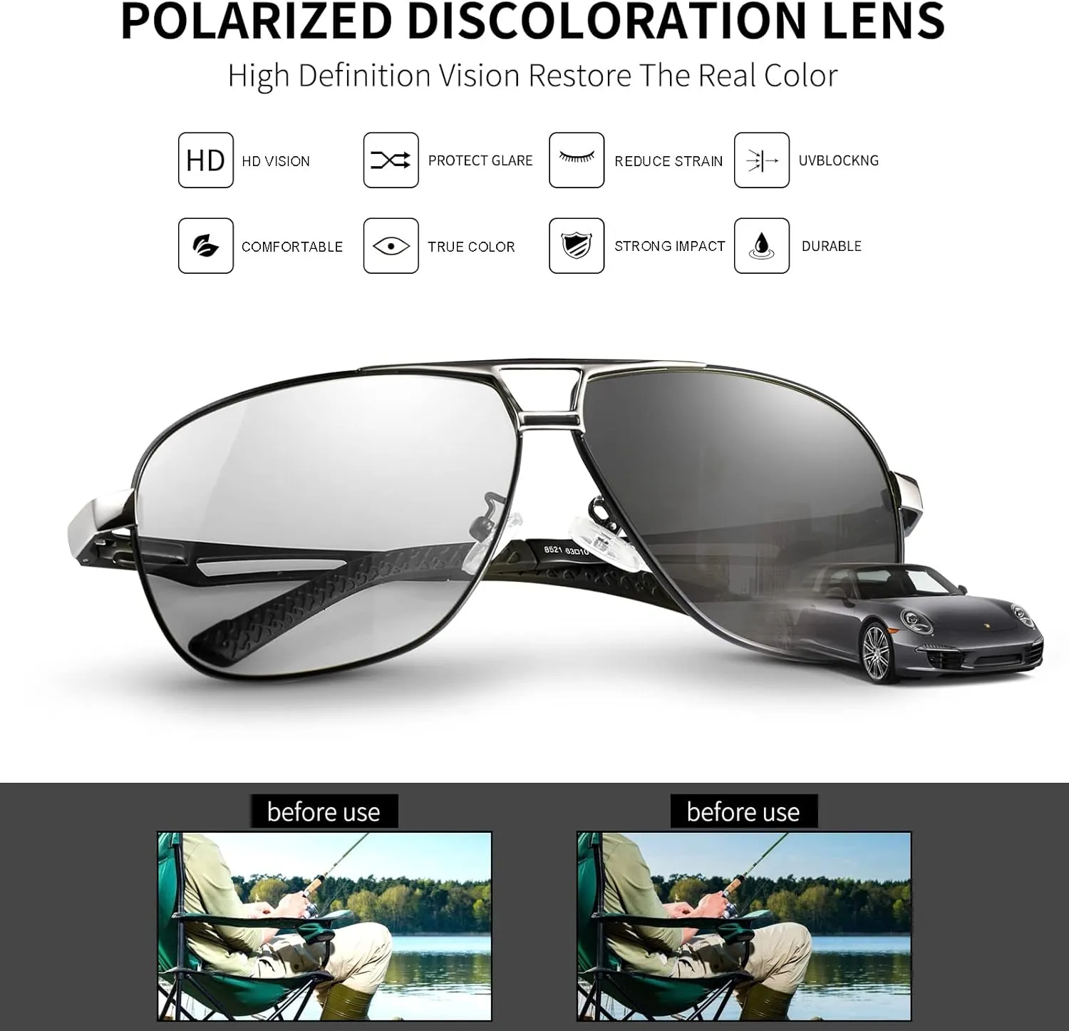 Polarized Photochromic Sunglasses For Men And Women Night Vision Glasses For Driving Cycling UV400 Transition Shades