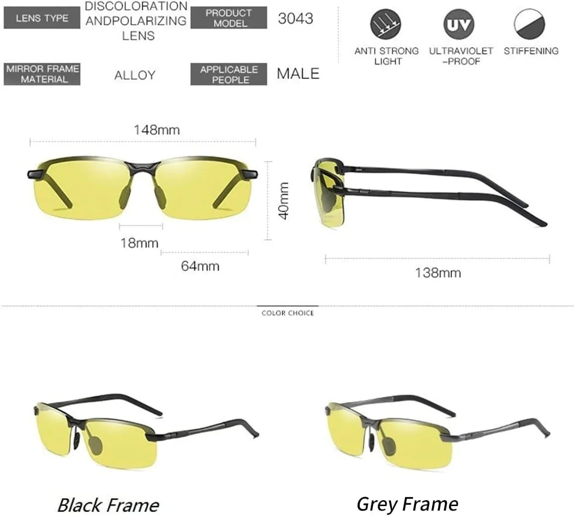Polarized Photochromic Sunglasses For Men And Women Night Vision Glasses For Driving Cycling UV400 Transition Shades