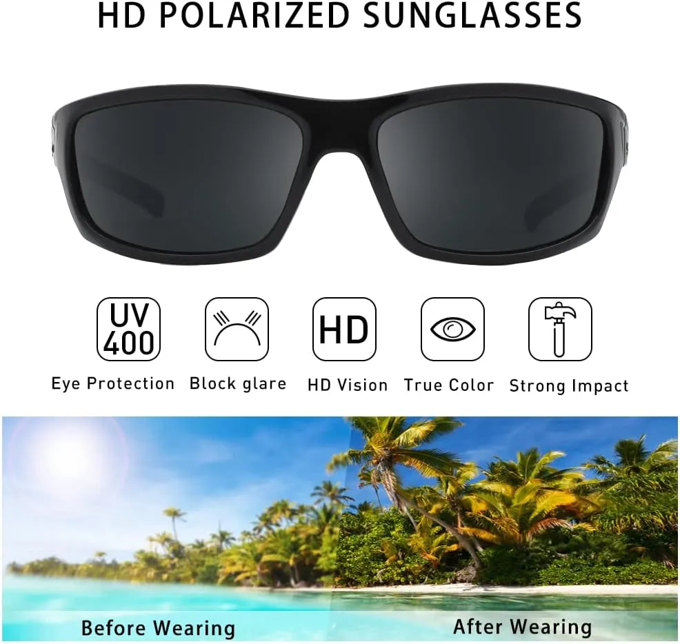 Polarized Sport Sunglasses for Men Matte Finish Sun glasses Mirror Lens UV Blocking