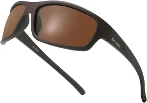 Polarized Sport Sunglasses for Men Matte Finish Sun glasses Mirror Lens UV Blocking