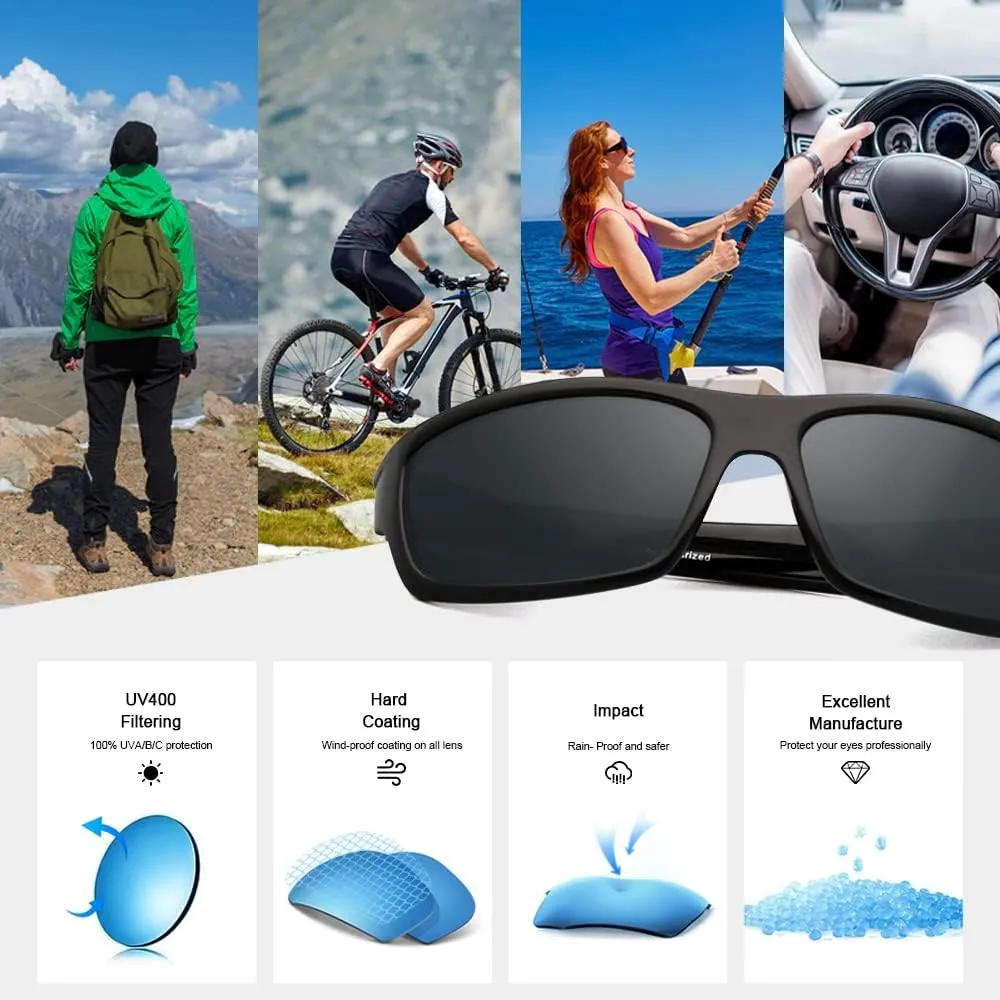 Polarized Sport Sunglasses for Men Matte Finish Sun glasses Mirror Lens UV Blocking