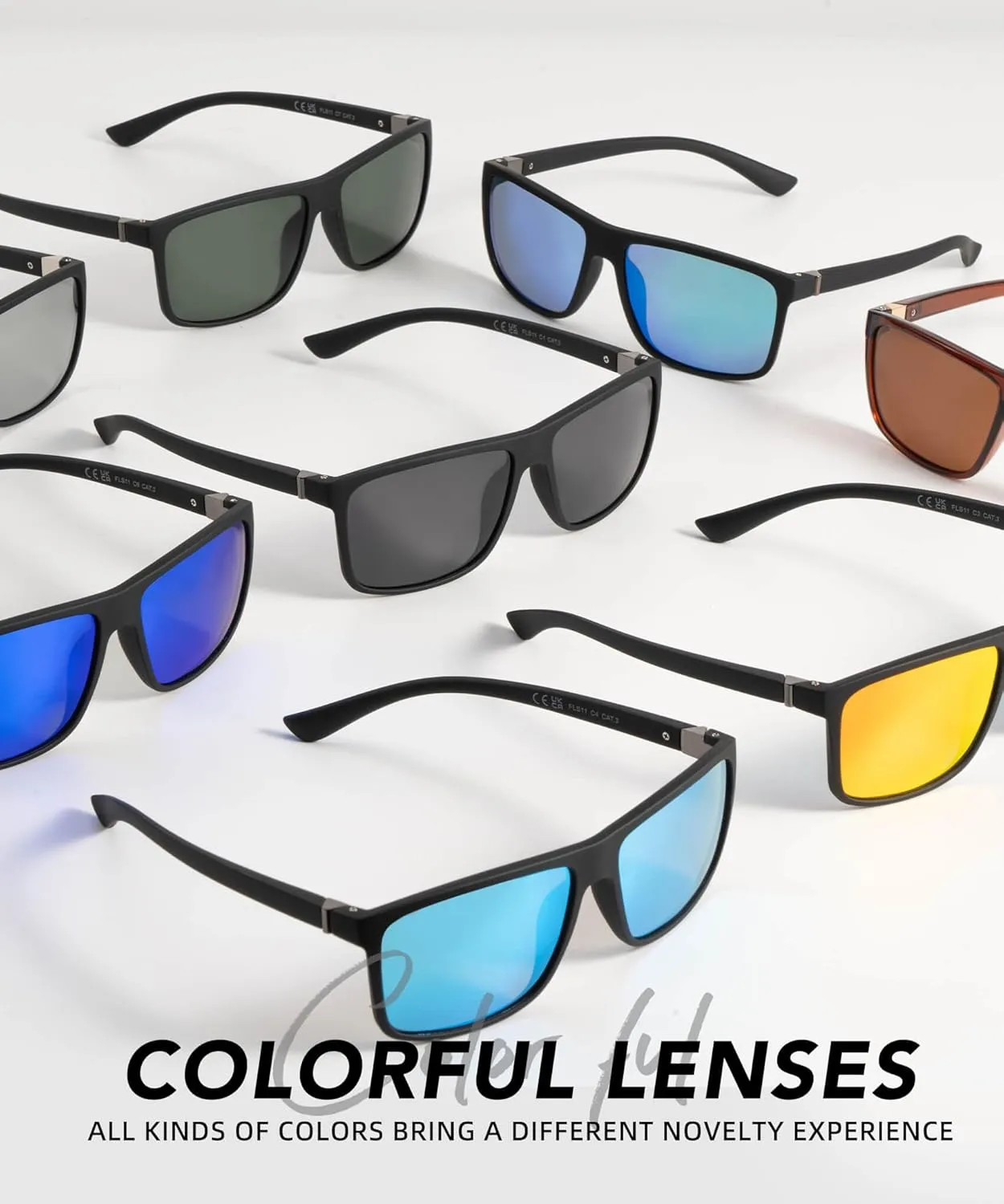 Polarized Sunglasses for Men Rectangular Frame Men's Polarized Sunglasses Sports Sunglasses with UV400 Protection
