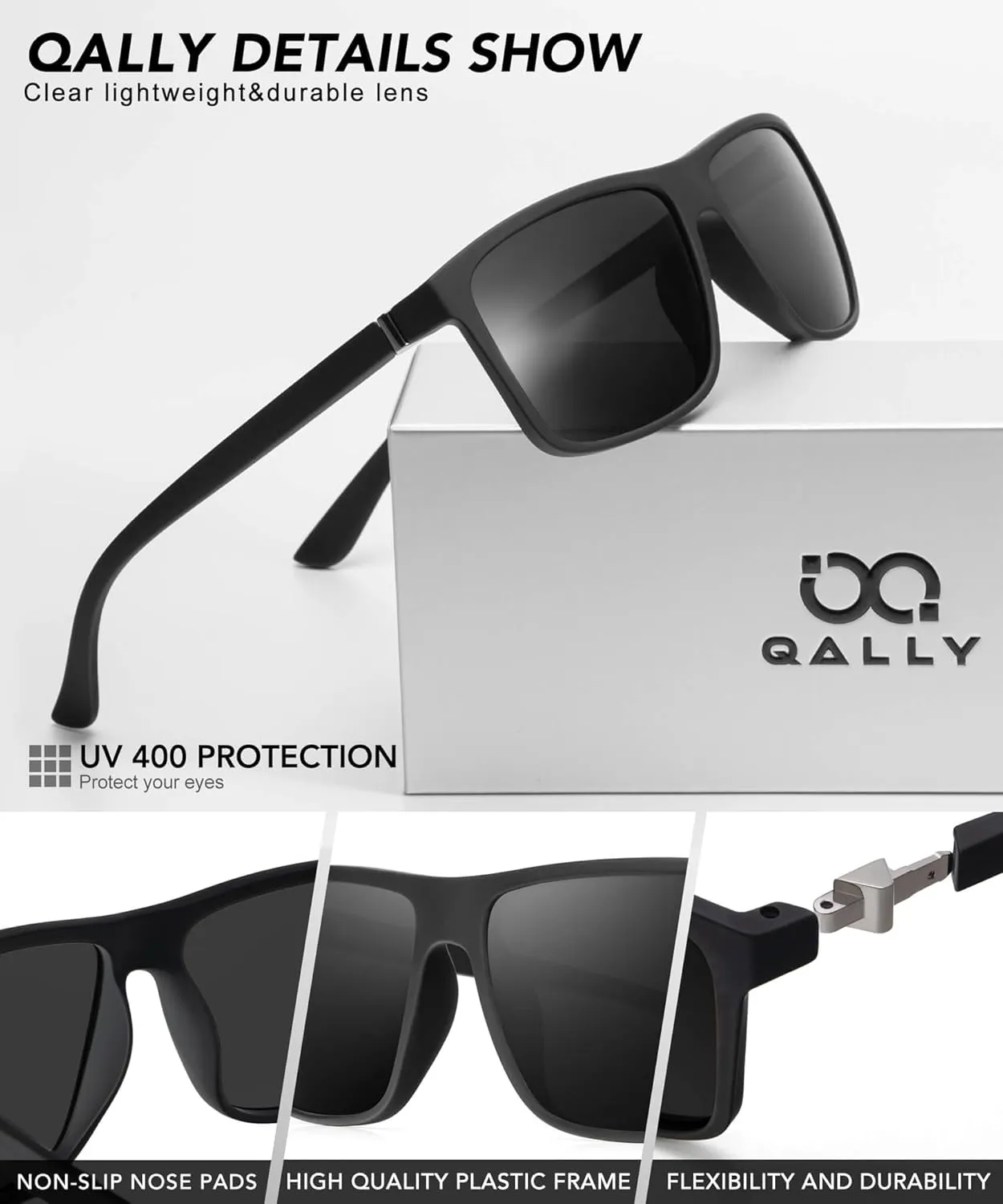 Polarized Sunglasses for Men Rectangular Frame Men's Polarized Sunglasses Sports Sunglasses with UV400 Protection