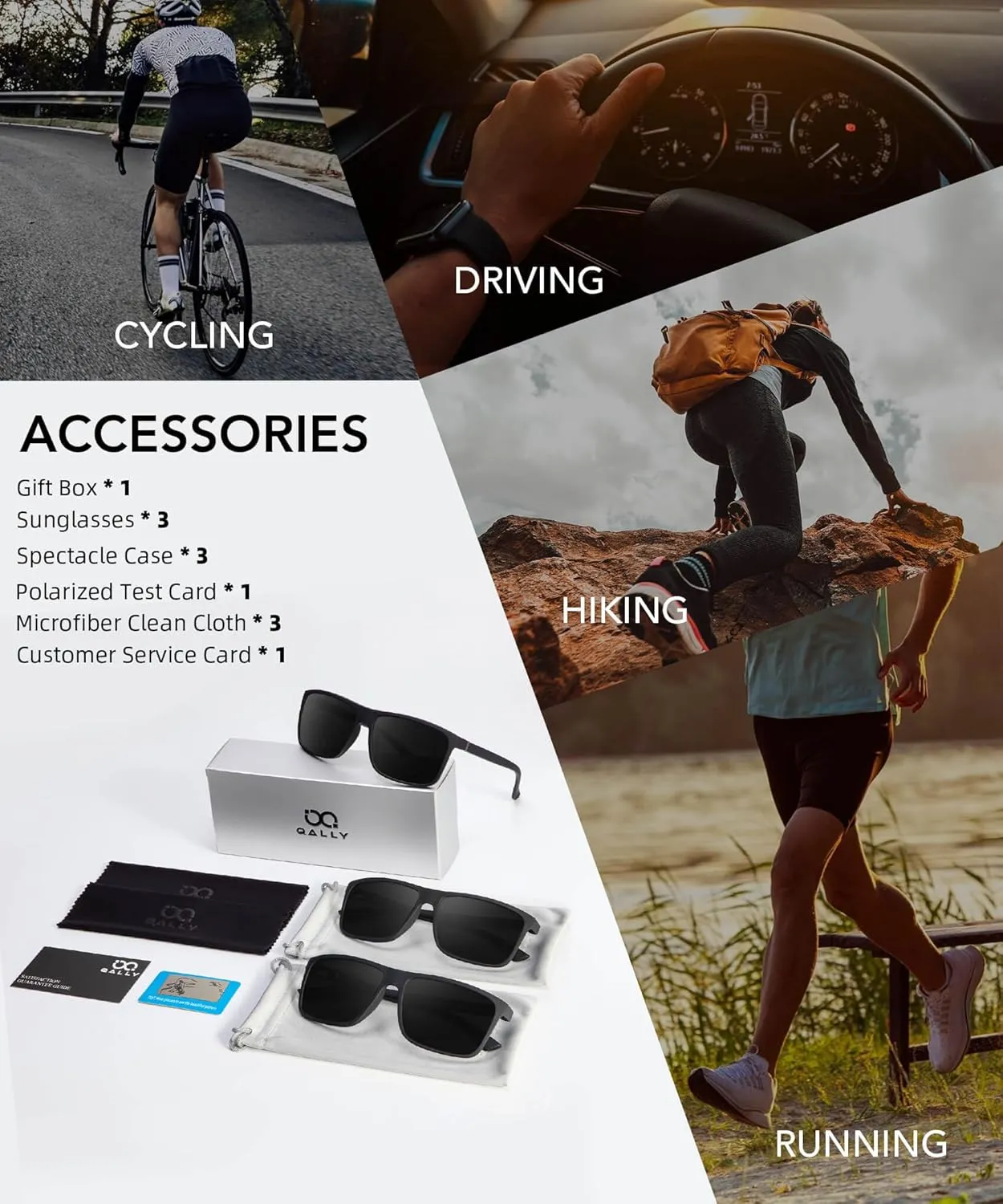 Polarized Sunglasses for Men Rectangular Frame Men's Polarized Sunglasses Sports Sunglasses with UV400 Protection
