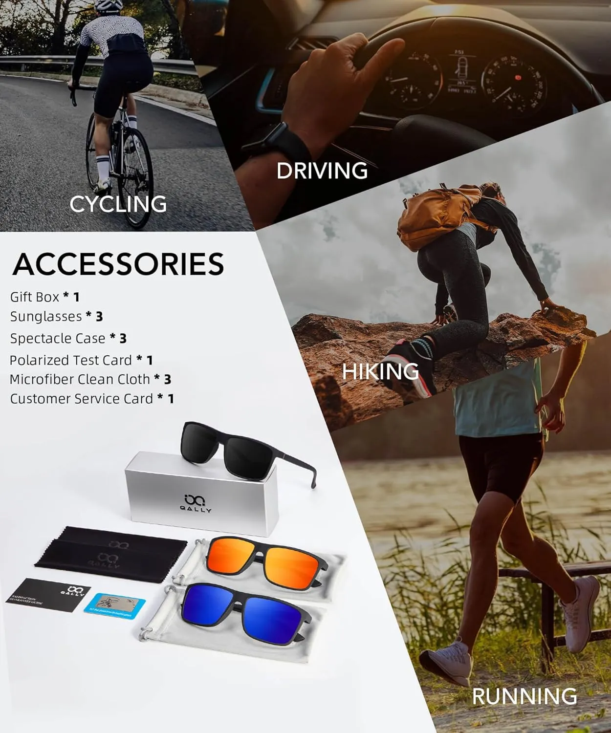 Polarized Sunglasses for Men Rectangular Frame Men's Polarized Sunglasses Sports Sunglasses with UV400 Protection