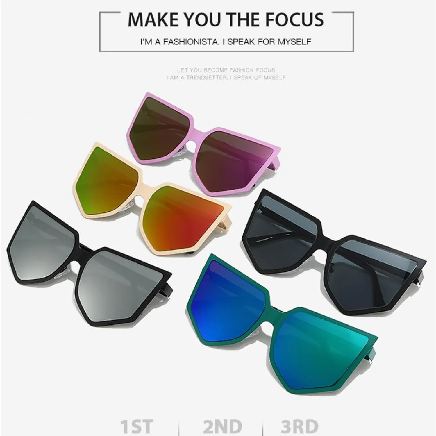 Polygon Metal Frame Shield Sunglasses Women Men Luxury Irregular Vintage Cat Eye Trendy Outdoor Uv400