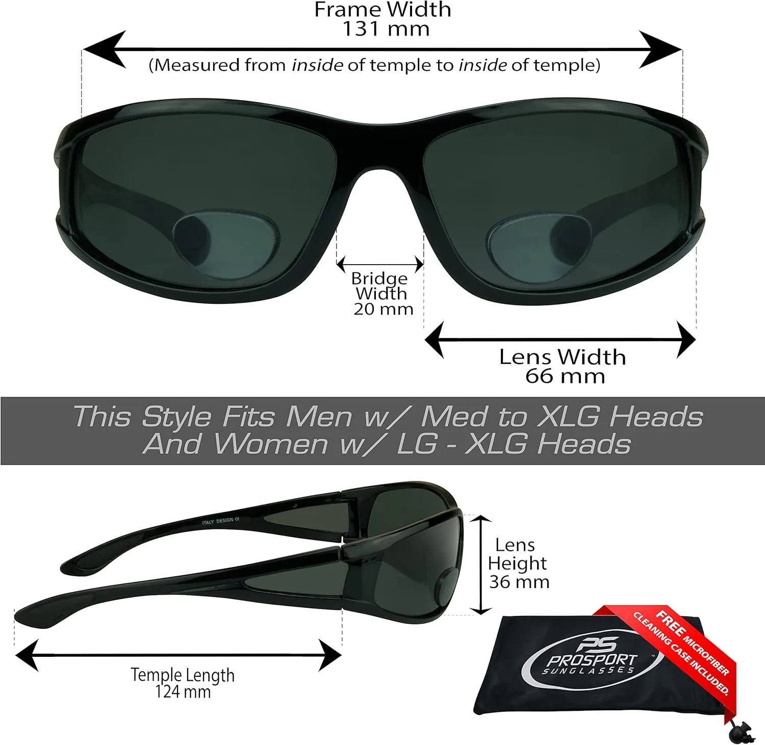 proSPORT Fishing Polarized Bifocal Sunglass Mens Anti-Glare Side Shield Fisherman