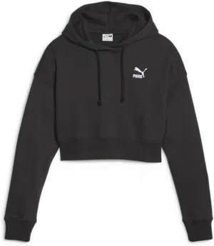 PUMA Womens Classics Cropped Drawstring Hoodie Casual Outerwear Casual Breathable - Black - Size XXXL