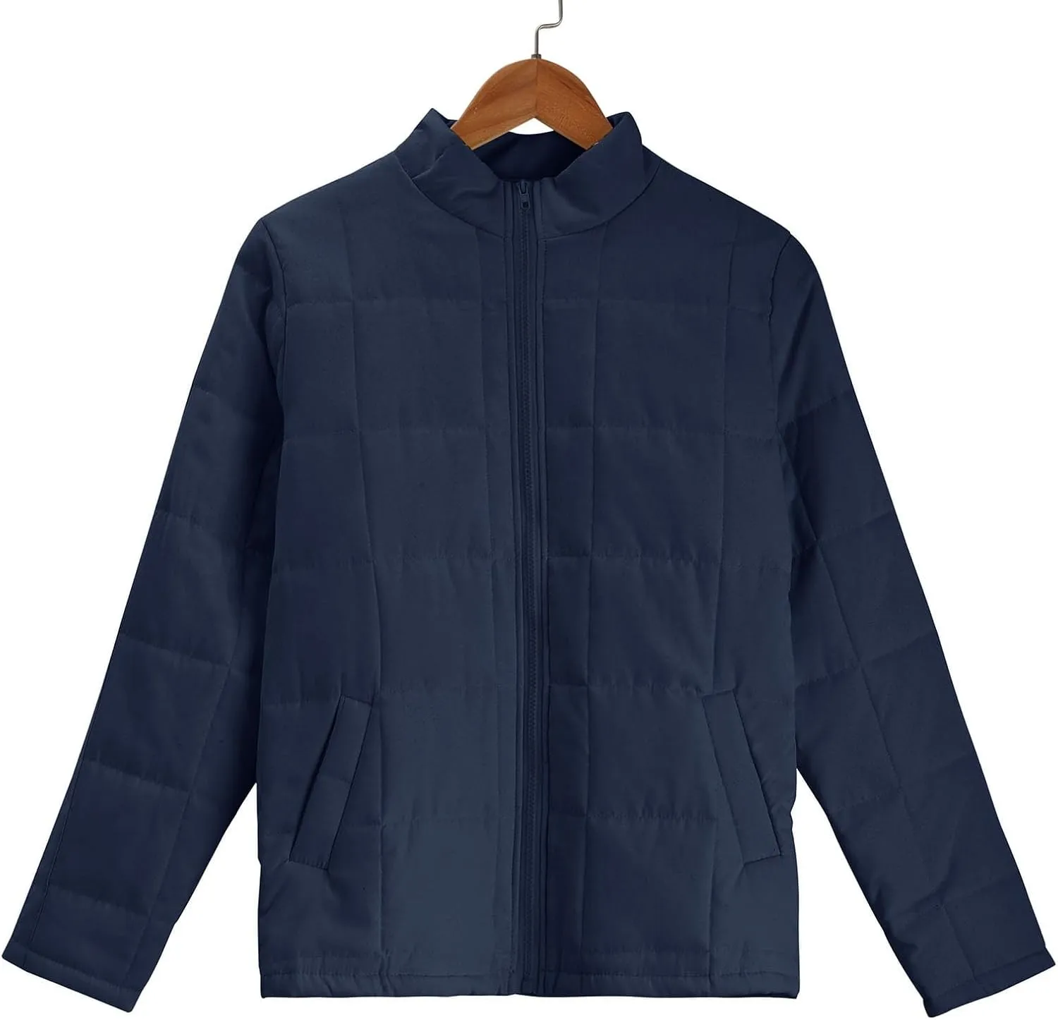 Quilted Jackets for Women Long Sleeve Zip Up Jacket Coat Loose Fit Puffer Jackets Winter Warm Outwear with Pockets