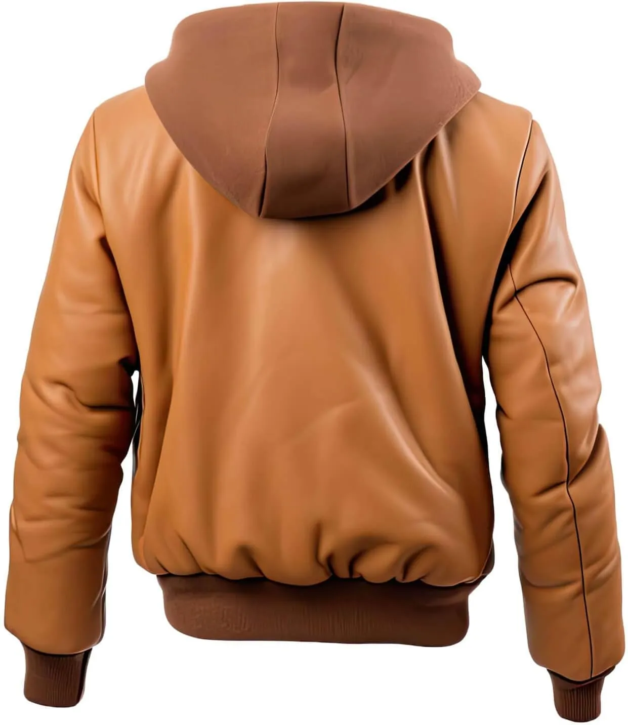Quilted Winter Bomber Jacket, Hooded, Two-Tone Brown and White, Zip Front