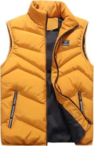 QWENTMTNTY Mens Outerwear Puffer Vests Casual Sleeveless Windbreakers Jackets Removable Hood Big Tall Cotton Quilted Jackets