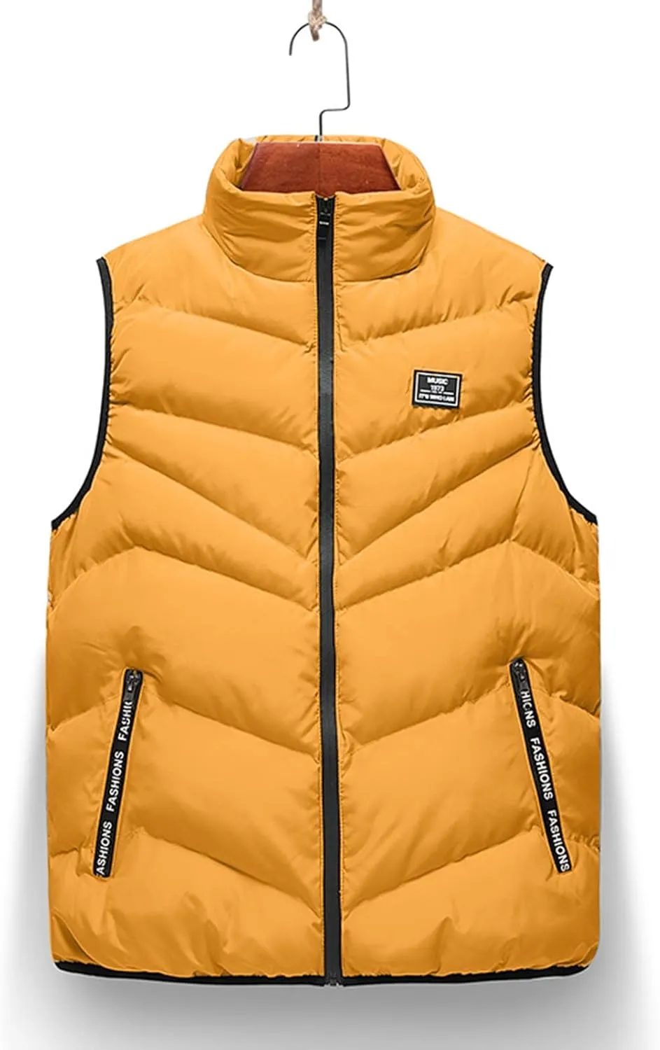QWENTMTNTY Mens Outerwear Puffer Vests Casual Sleeveless Windbreakers Jackets Removable Hood Big Tall Cotton Quilted Jackets