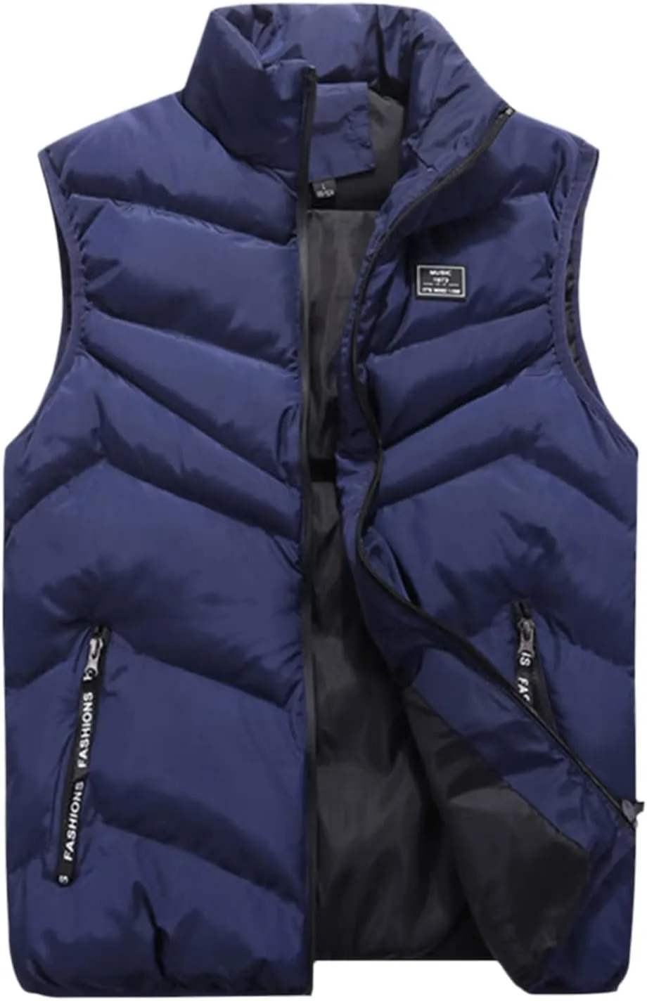 QWENTMTNTY Mens Outerwear Puffer Vests Casual Sleeveless Windbreakers Jackets Removable Hood Big Tall Cotton Quilted Jackets
