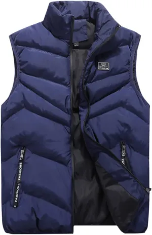 QWENTMTNTY Mens Outerwear Puffer Vests Casual Sleeveless Windbreakers Jackets Removable Hood Big Tall Cotton Quilted Jackets