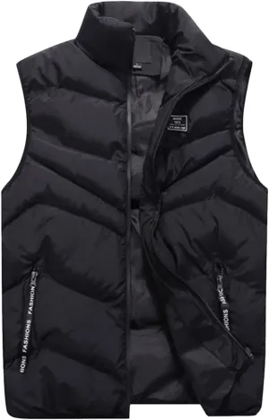 QWENTMTNTY Mens Outerwear Puffer Vests Casual Sleeveless Windbreakers Jackets Removable Hood Big Tall Cotton Quilted Jackets