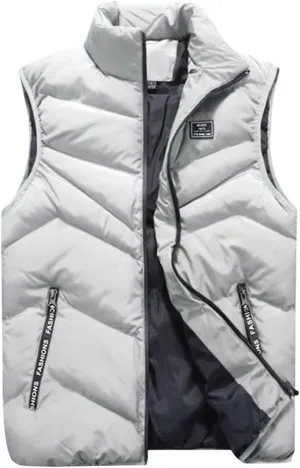 QWENTMTNTY Mens Outerwear Puffer Vests Casual Sleeveless Windbreakers Jackets Removable Hood Big Tall Cotton Quilted Jackets