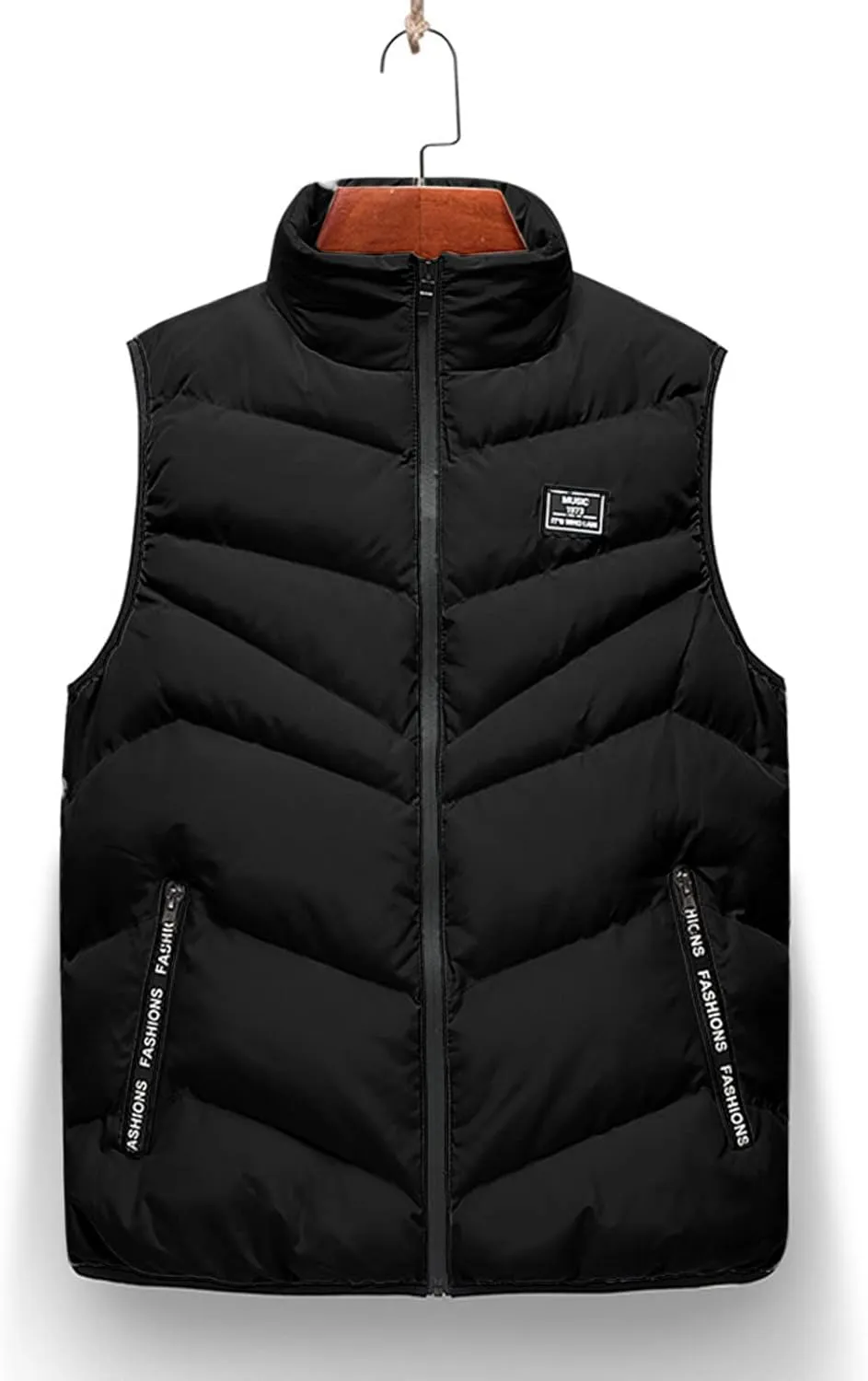 QWENTMTNTY Mens Outerwear Puffer Vests Casual Sleeveless Windbreakers Jackets Removable Hood Big Tall Cotton Quilted Jackets
