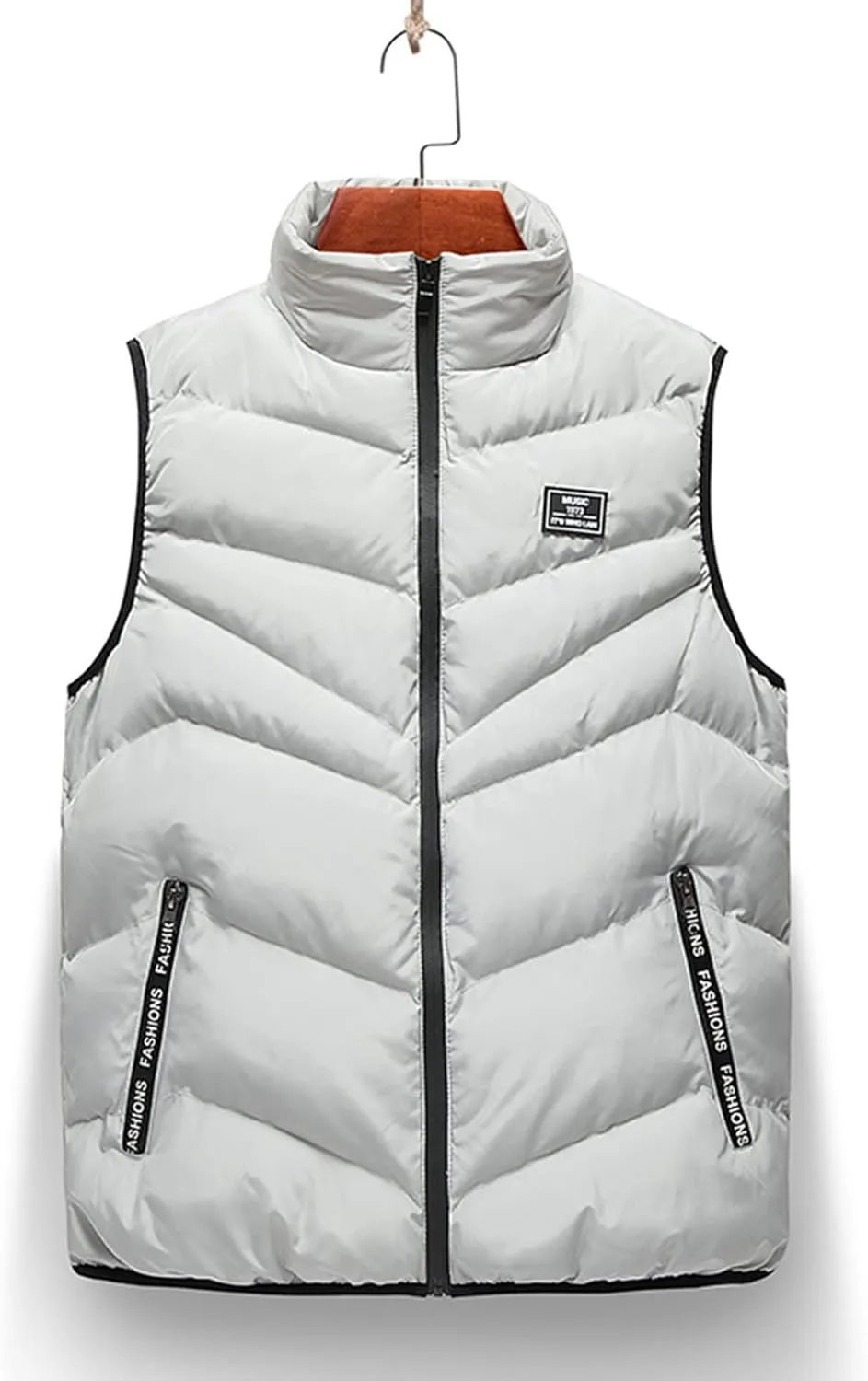 QWENTMTNTY Mens Outerwear Puffer Vests Casual Sleeveless Windbreakers Jackets Removable Hood Big Tall Cotton Quilted Jackets