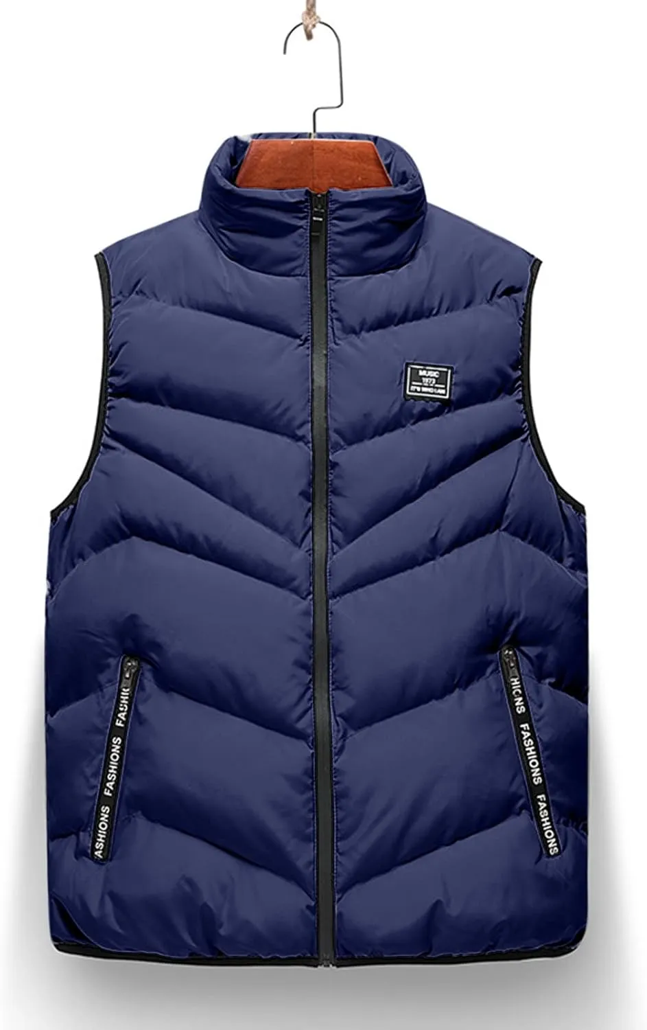 QWENTMTNTY Mens Outerwear Puffer Vests Casual Sleeveless Windbreakers Jackets Removable Hood Big Tall Cotton Quilted Jackets