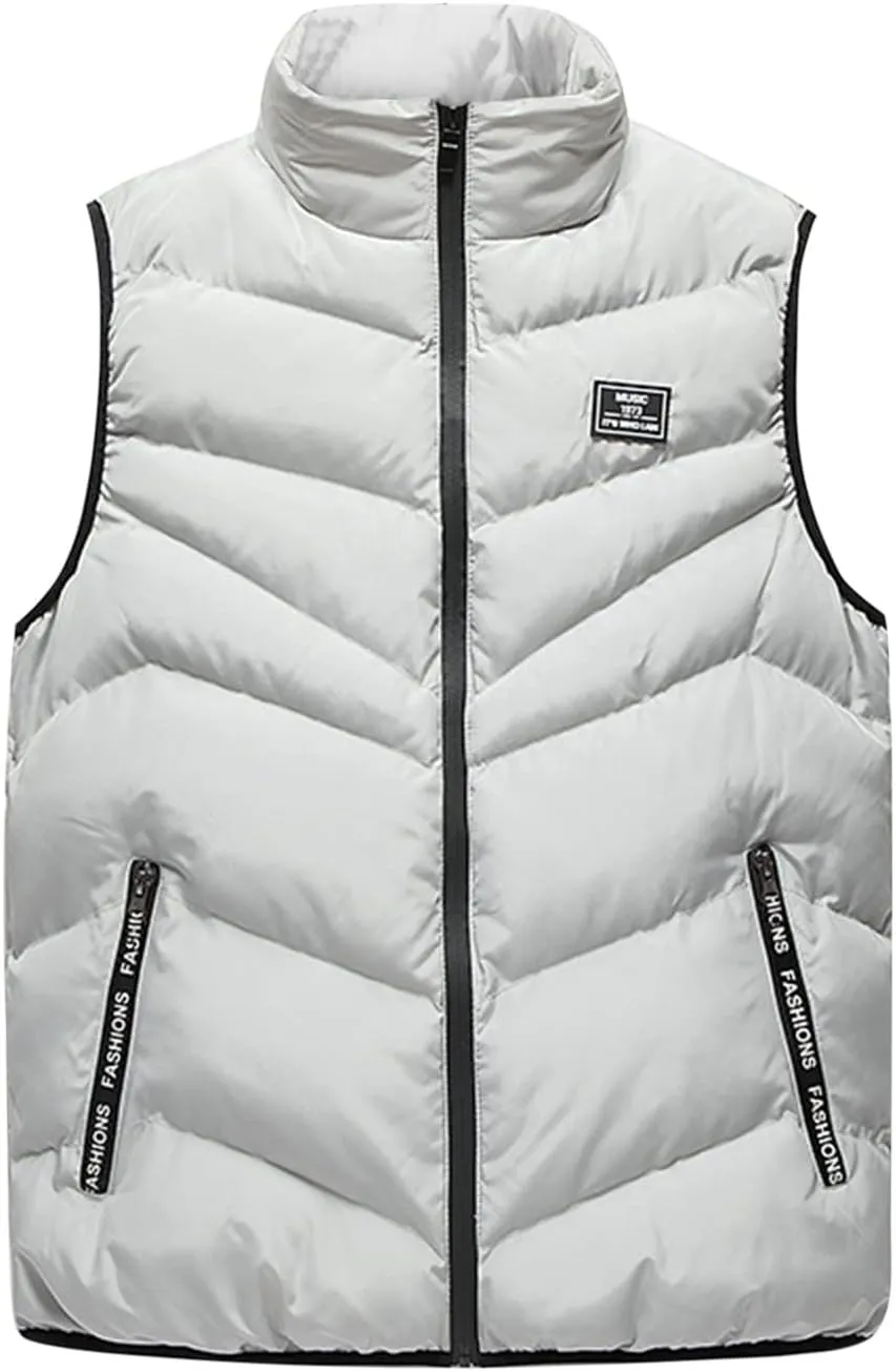 QWENTMTNTY Mens Outerwear Puffer Vests Casual Sleeveless Windbreakers Jackets Removable Hood Big Tall Cotton Quilted Jackets