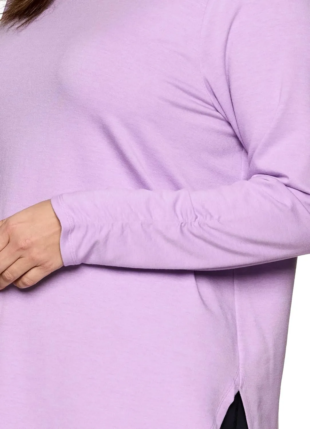 RBX Yoga Top for Women with Cut Out Back, Lightweight French Terry Long Sleeve Open Back Pullover for Casual Wear, Workouts