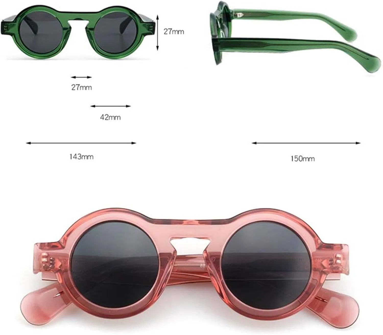 Retro Acetate Sunglasses Polarized Men Woman Frame Goggles Eyewear Uv400