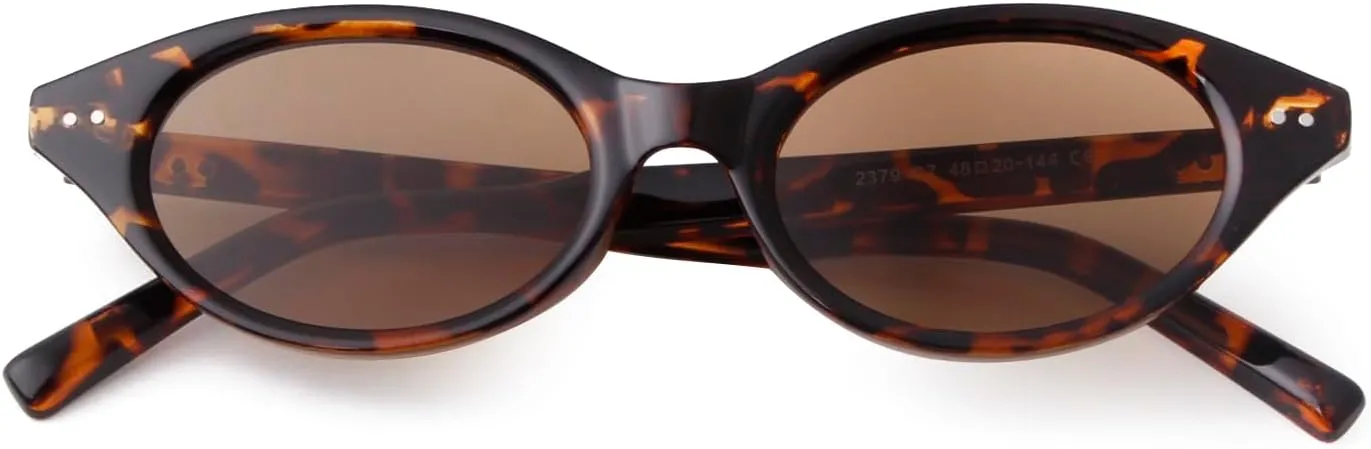 Retro Oval Sunglasses for Women Men Vintage 90s Trendy Y2K Narrow Cat Eye Chic Rivets Deco UV Protection Sun Glasses