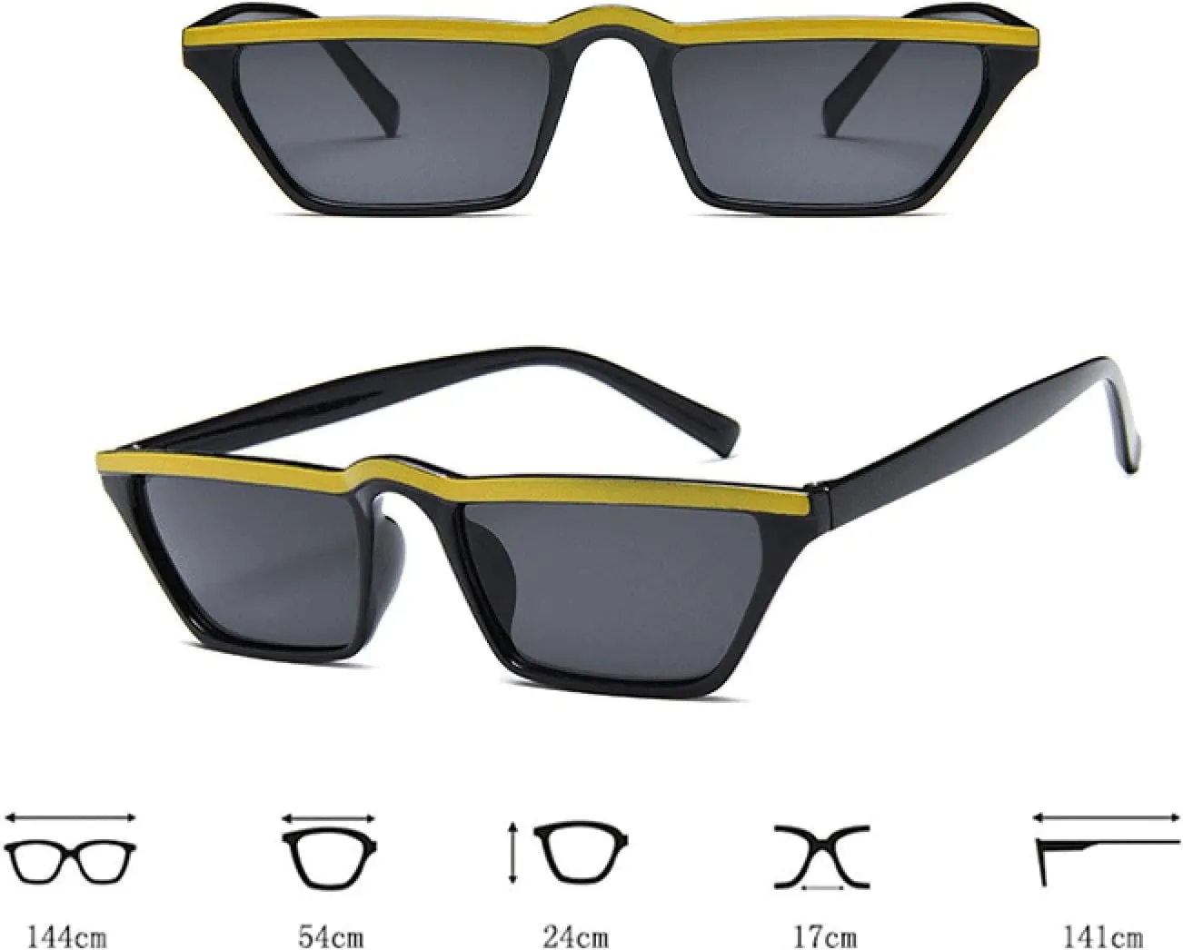 Retro Small Sunglasses Women Cat Eye Sun Glasses Men Vintage Fashion Cool Shades Red Yellow