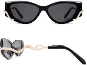 Retro Y2K Snake Sunglasses for Women Chic Cat Eye 90s Sunnies Narrow Trendy Sun Glasses AP3667